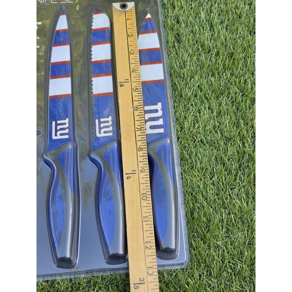 NFL NY Giants 5pc Stainless Steel Non-Stick Knife Set New Tailgating Mancave